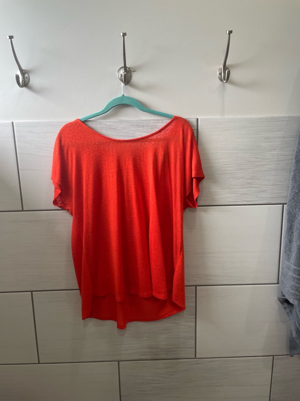 Casual Women's Scoop Neck Short Sleeve Top - Bright Coral